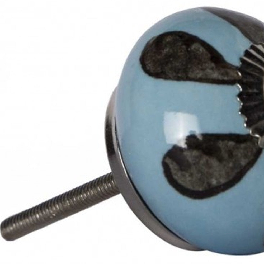 Set of Twelve Blue And Black Geometric Ceramic Drawer Pull Knobs-5