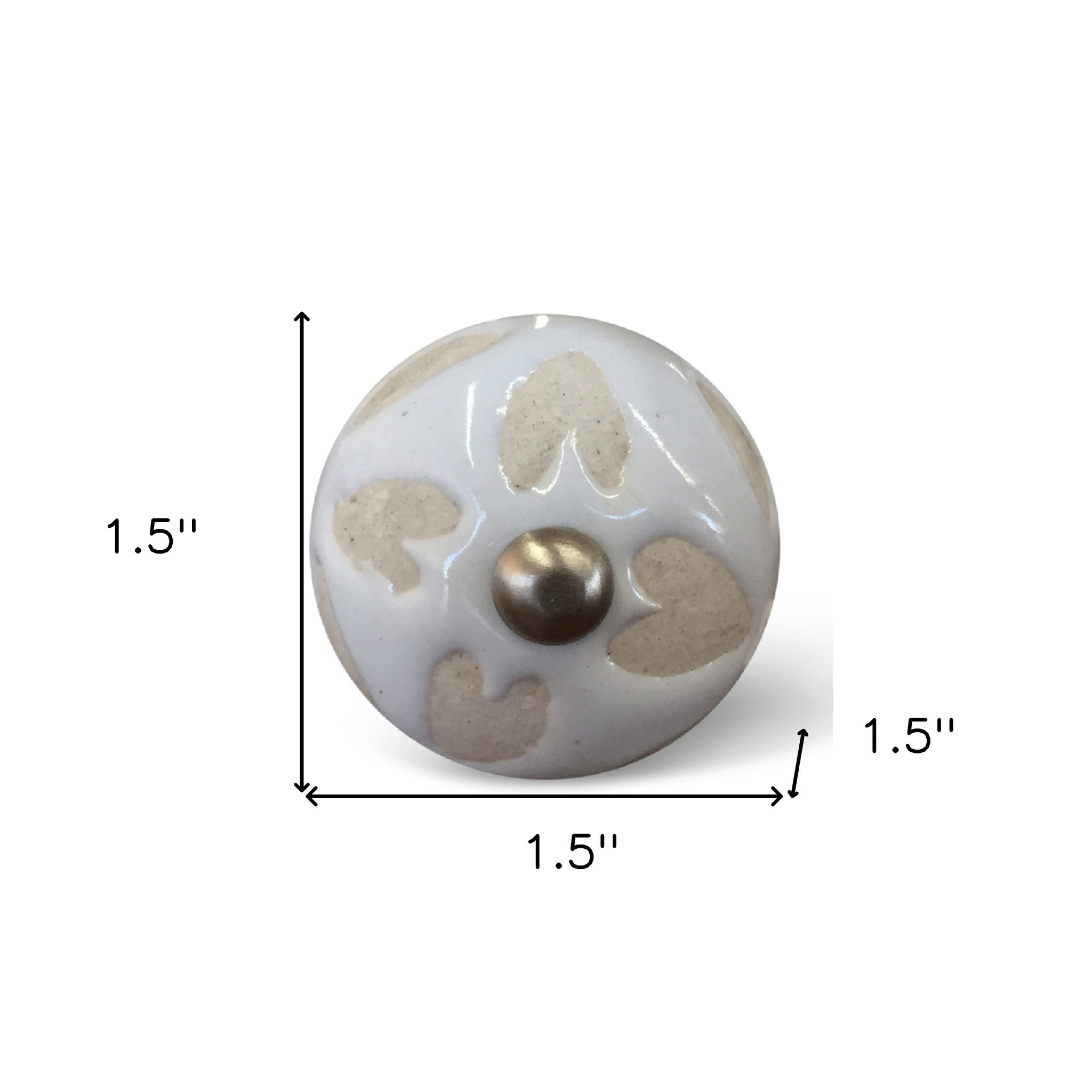 Set of Twelve Beige And White Floral Ceramic Drawer Pull Knobs-6