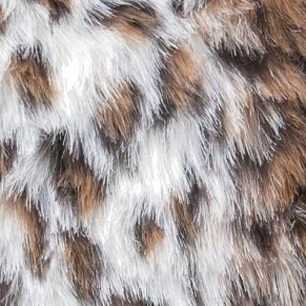 Set of Two 18" Brown White And Black Faux Fur Throw Pillows-8