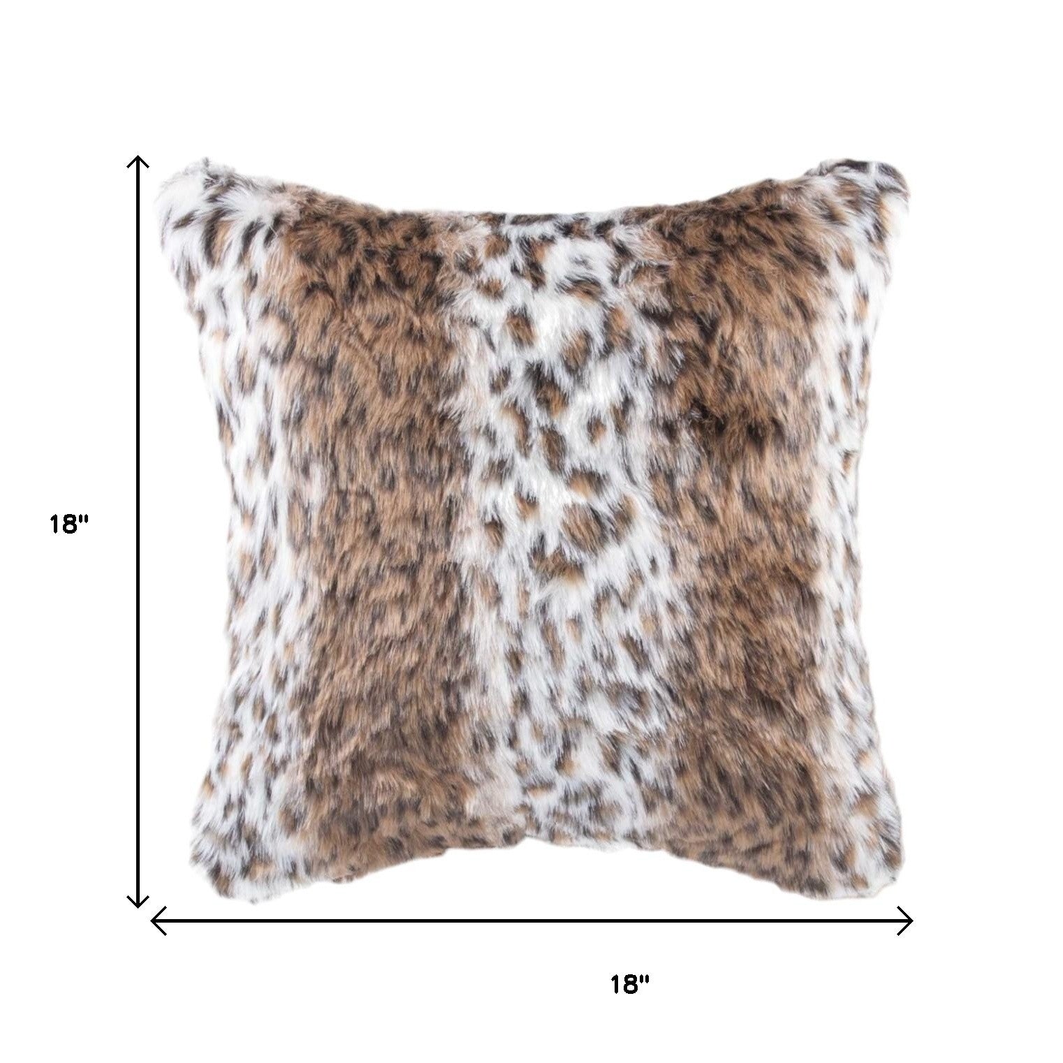Set of Two 18" Brown White And Black Faux Fur Throw Pillows-7
