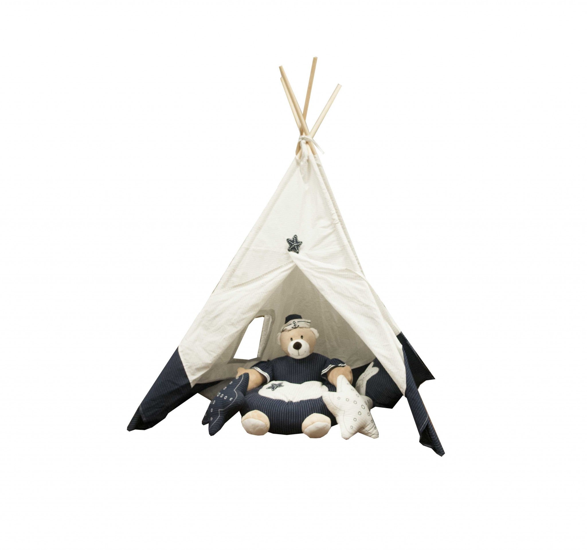 51 x 55 x 73 White and Blue Fabric Tent-3