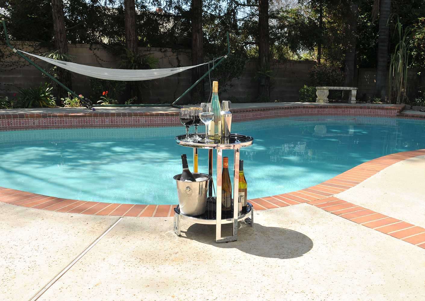 22" Silver Glass Round Mirrored End Table With Shelf-3