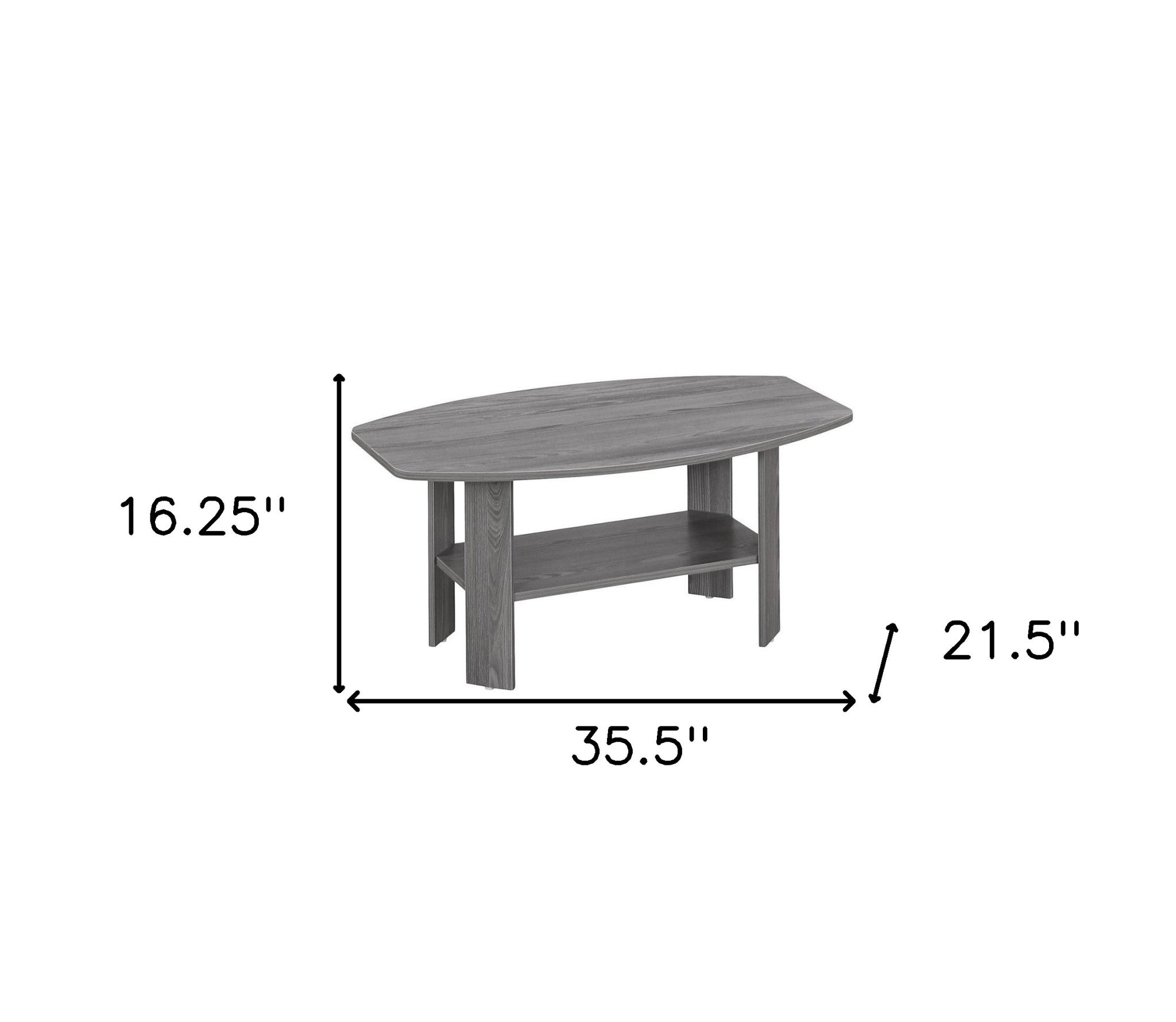 Set of Three 36" Gray Coffee Table With Shelf-6