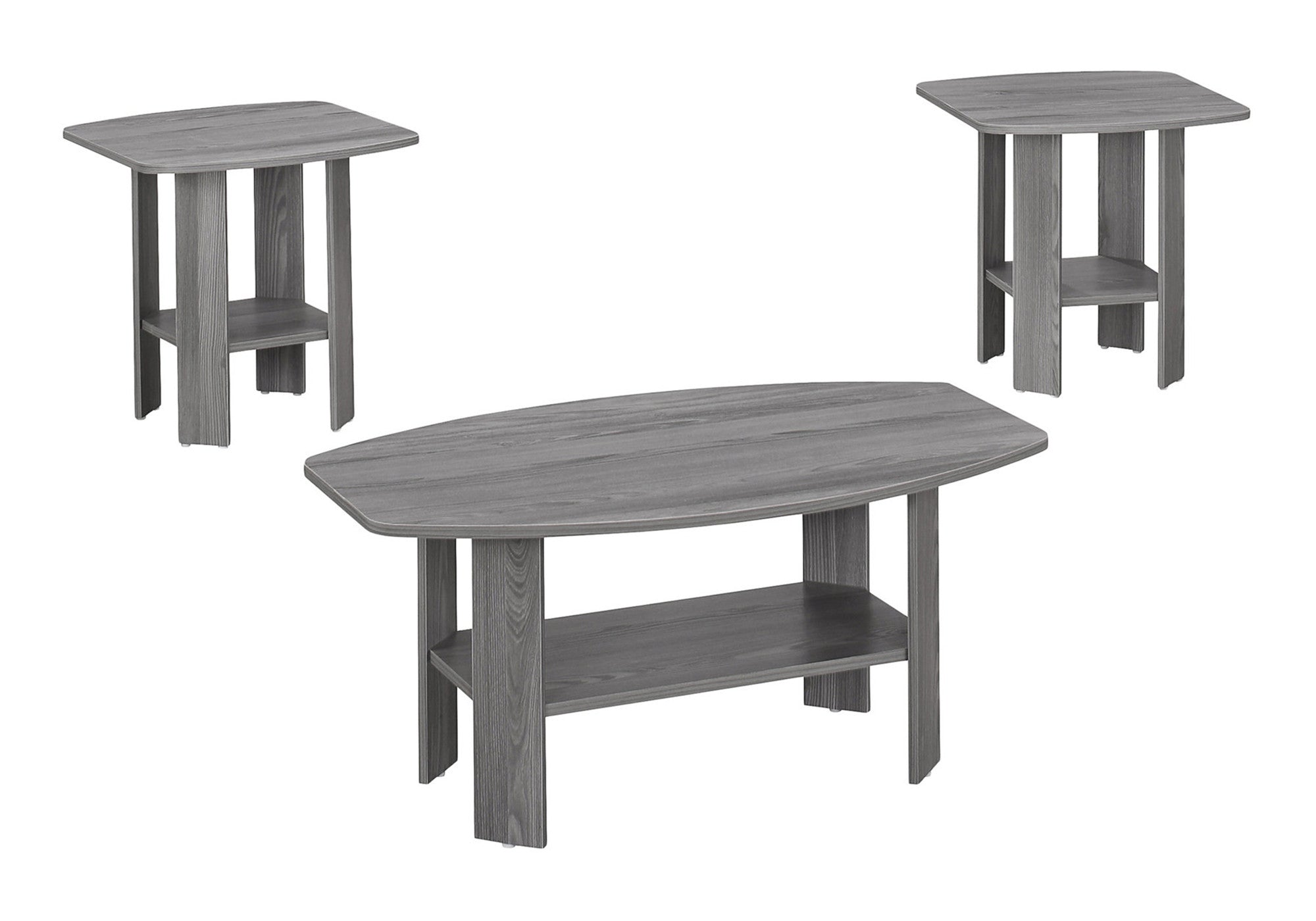 Set of Three 36" Gray Coffee Table With Shelf-1