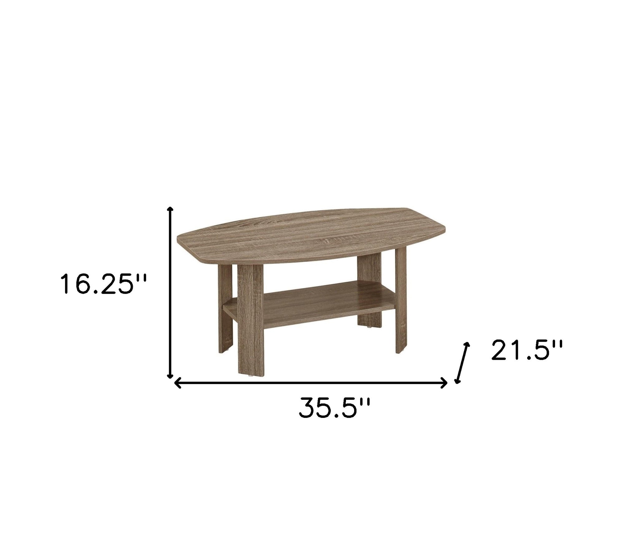 Set of Three 36" Taupe Coffee Table With Shelf-6