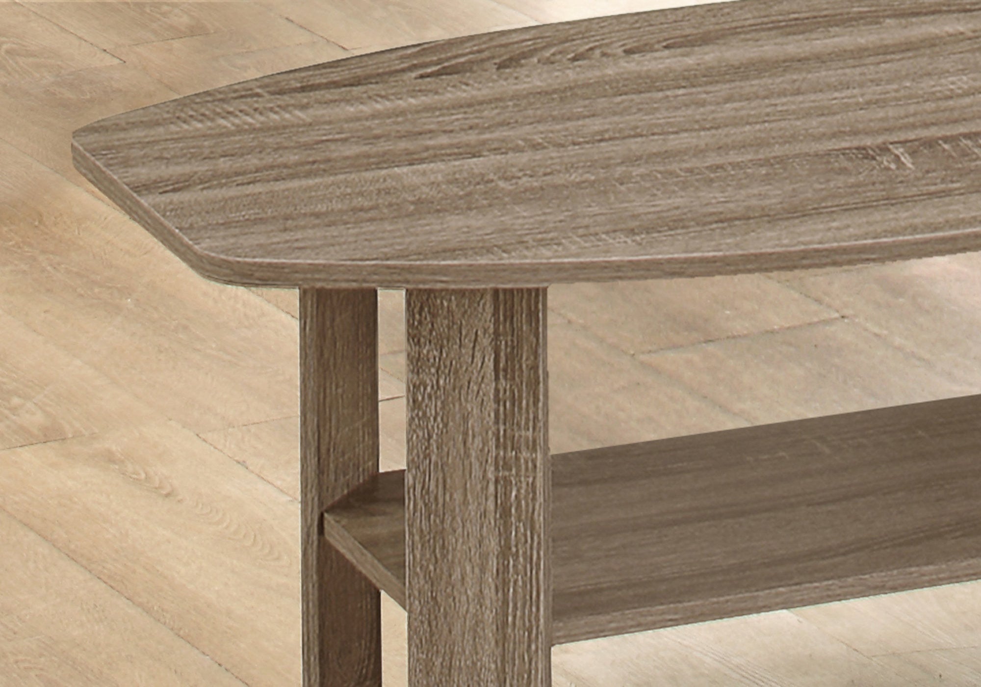 Set of Three 36" Taupe Coffee Table With Shelf-5