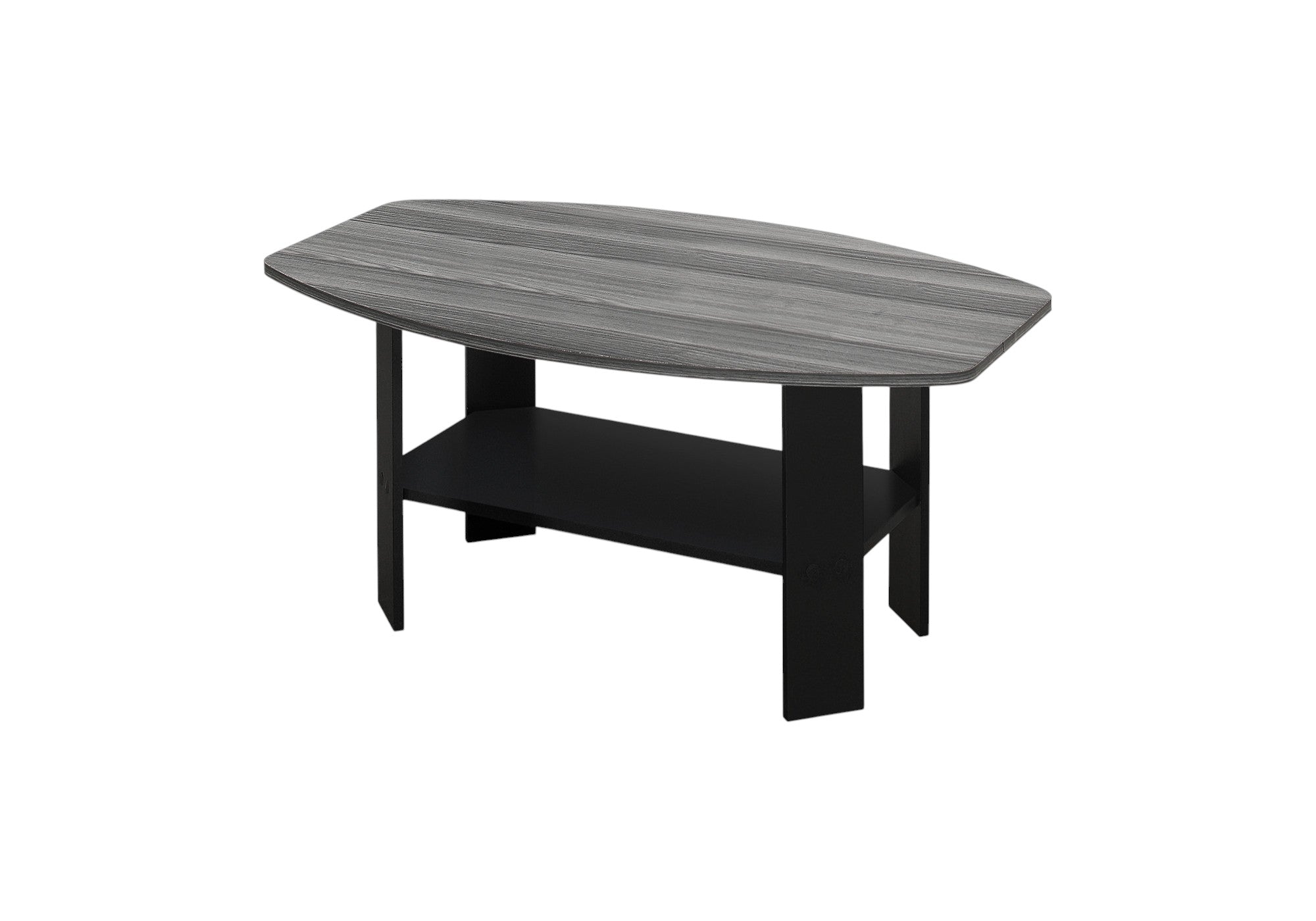 Set of Three 36" Gray And Black Wood Coffee Table With Shelf-2