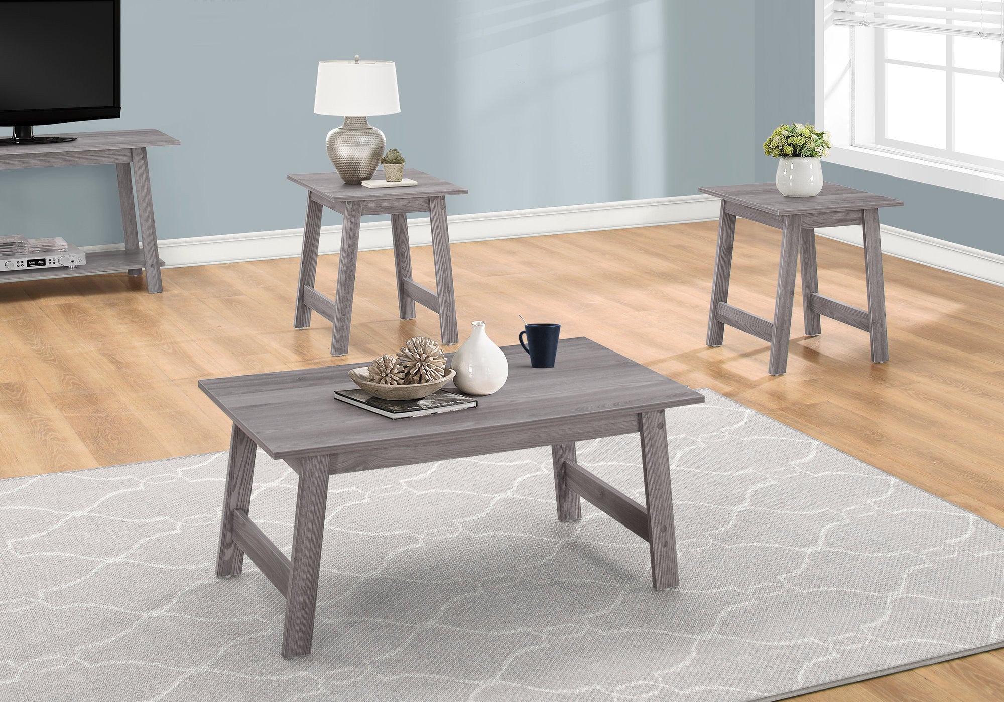 Set of Three 36" Gray Coffee Table-5