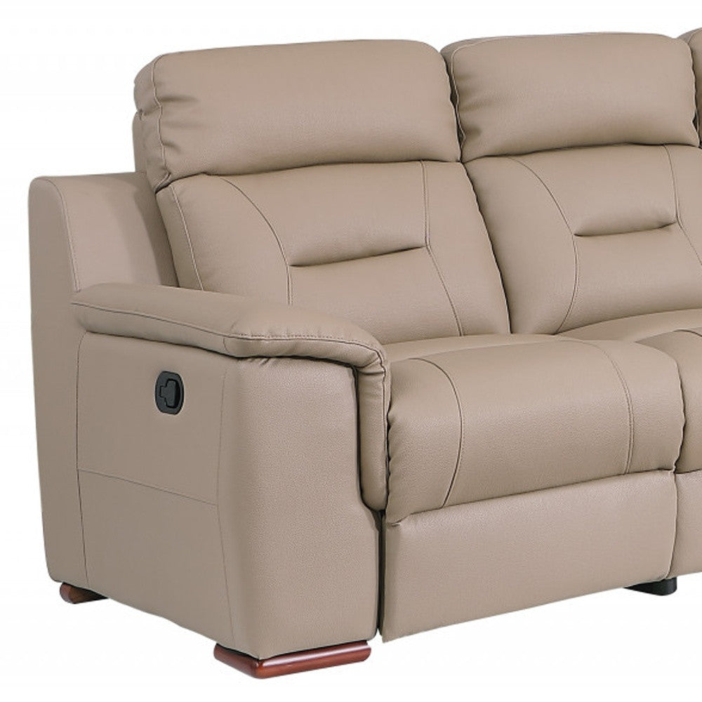 Two Piece Indoor Beige Genuine Leather Five Person Seating Set-7
