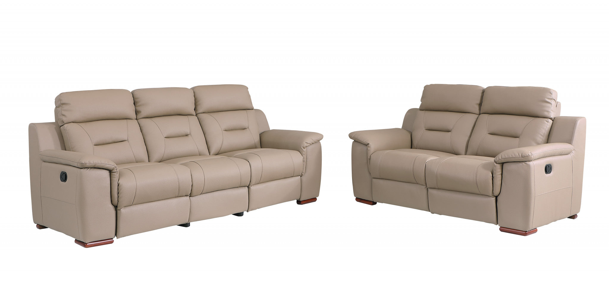Two Piece Indoor Beige Genuine Leather Five Person Seating Set-4