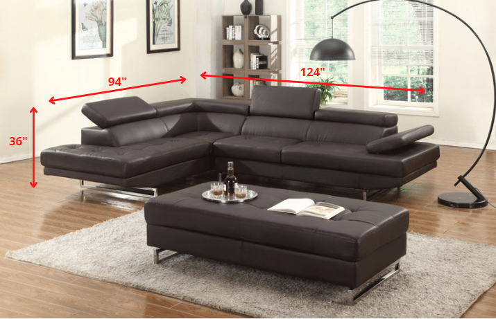 Black Leather L Shaped Two Piece Corner Sectional-5