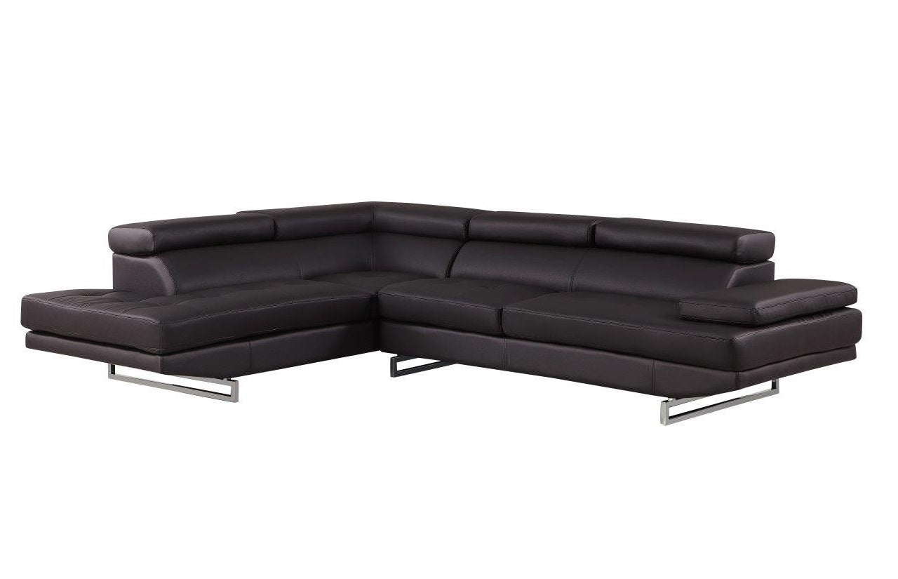 Black Leather L Shaped Two Piece Corner Sectional-0