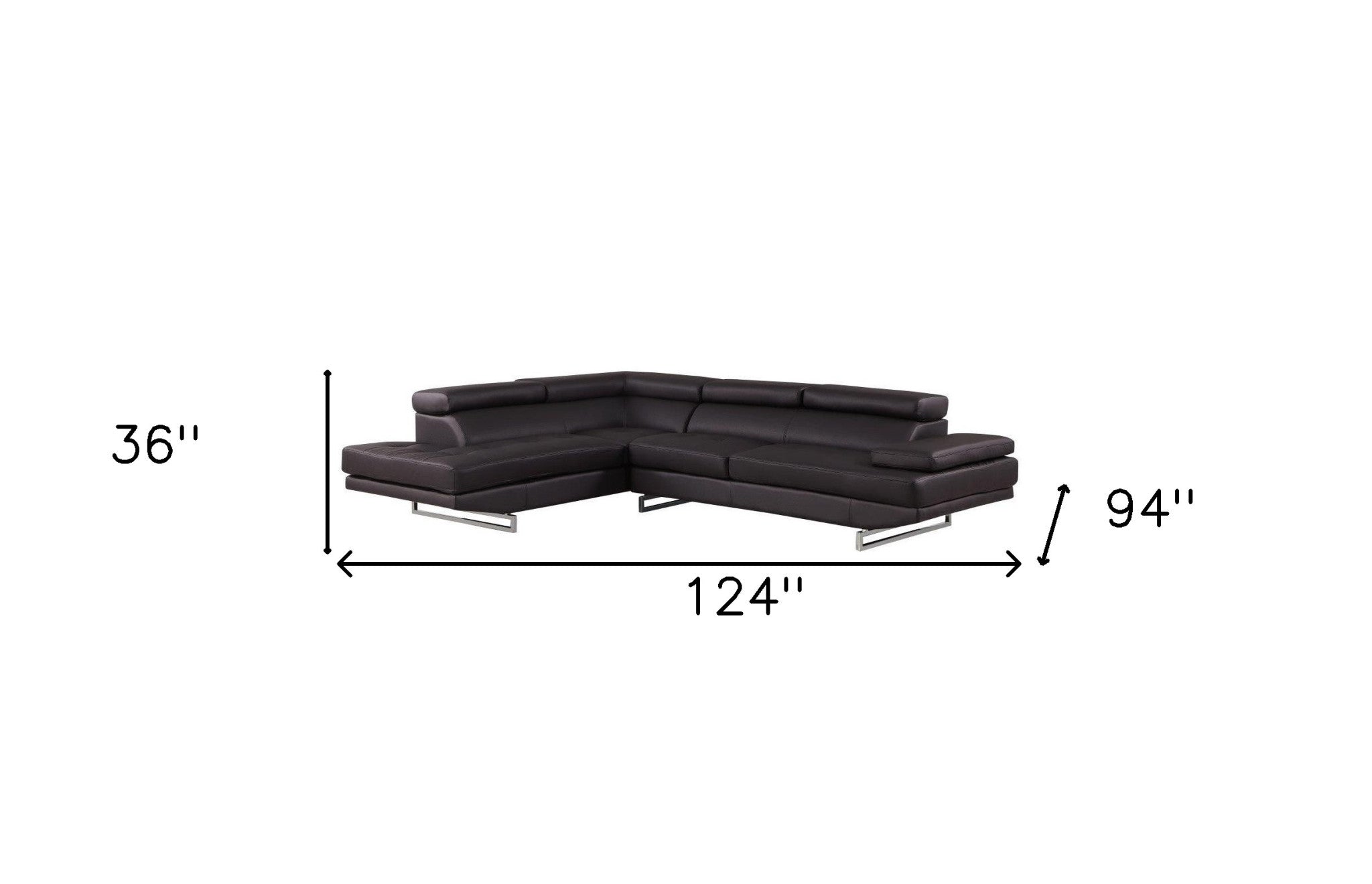 Black Leather L Shaped Two Piece Corner Sectional-6