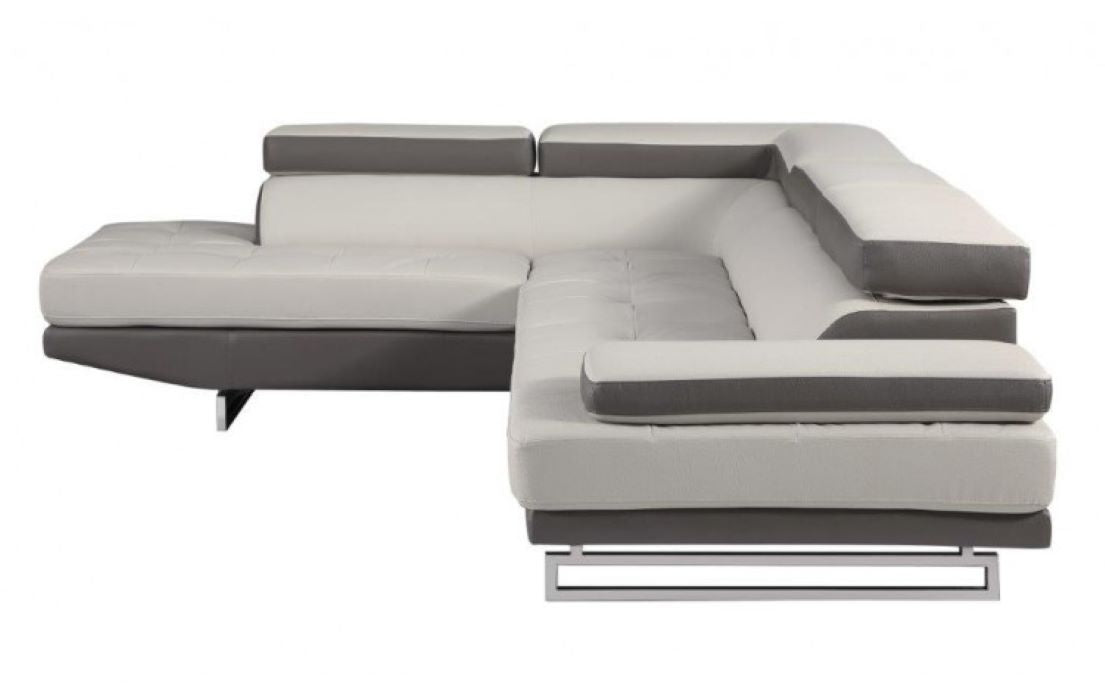 White Leather L Shaped Two Piece Corner Sectional-8