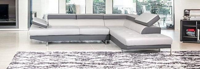 White Leather L Shaped Two Piece Corner Sectional-1