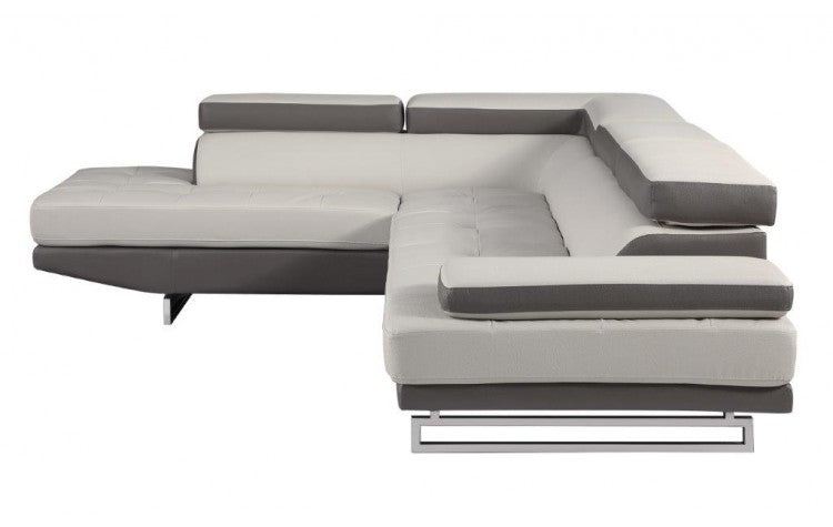 White Leather L Shaped Two Piece Corner Sectional-7