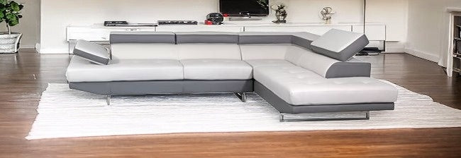White Leather L Shaped Two Piece Corner Sectional-2