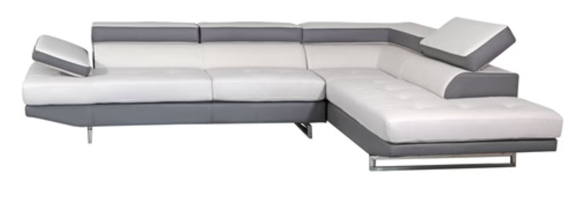 White Leather L Shaped Two Piece Corner Sectional-5