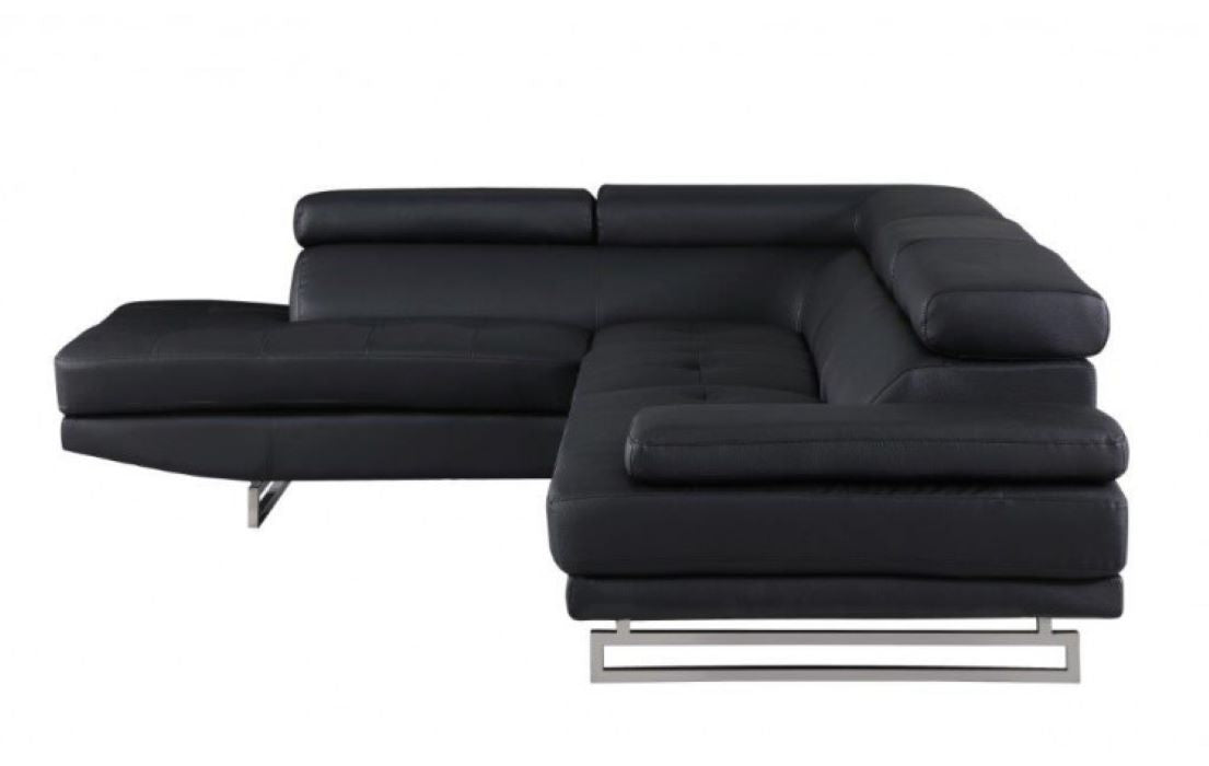 Black Faux Leather L Shaped Two Piece Corner Sectional-8