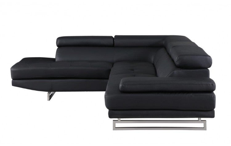 Black Faux Leather L Shaped Two Piece Corner Sectional-4