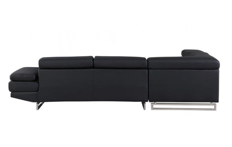 Black Faux Leather L Shaped Two Piece Corner Sectional-5