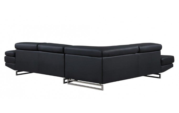 Black Faux Leather L Shaped Two Piece Corner Sectional-6