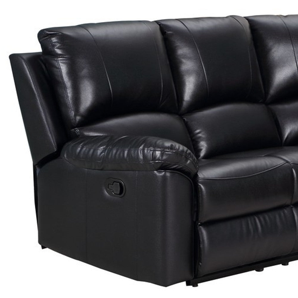 Black Polyester Blend Reclining U Shaped Three Piece Corner Sectional-3