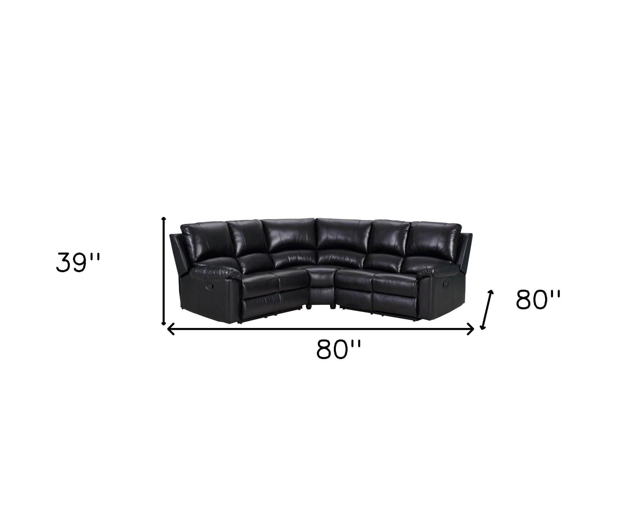 Black Polyester Blend Reclining U Shaped Three Piece Corner Sectional-6