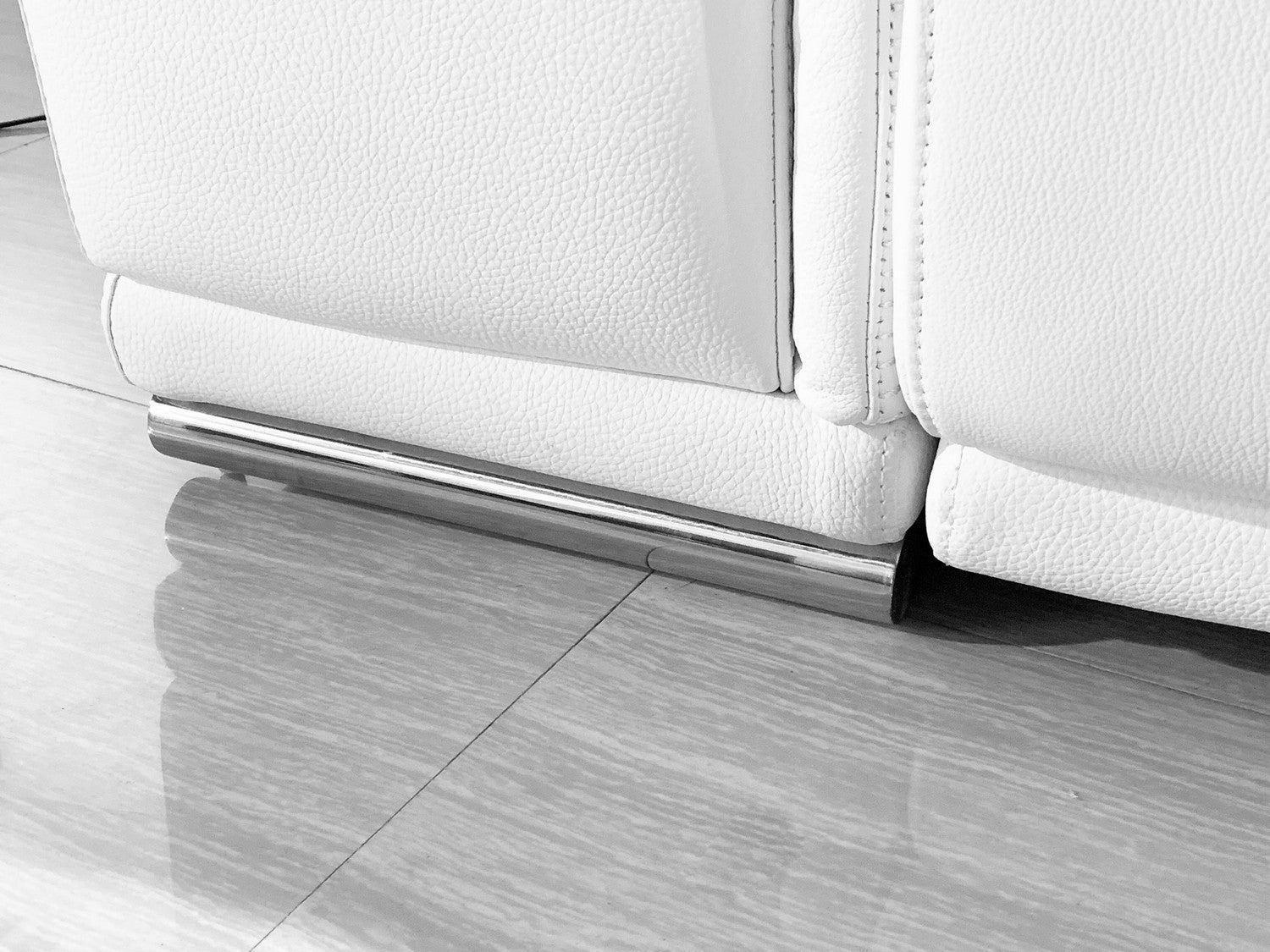 White Italian Leather Power Reclining U Shaped Eight Piece Corner Sectional With Console-5