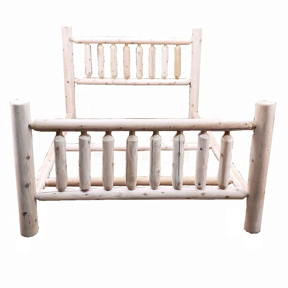 Natural Dark Brown Finish Low Post Cedar Log Queen Bed-1