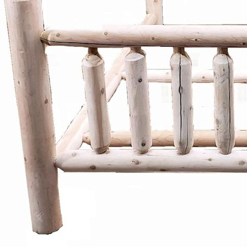 Natural Dark Brown Finish Low Post Cedar Log Queen Bed-2