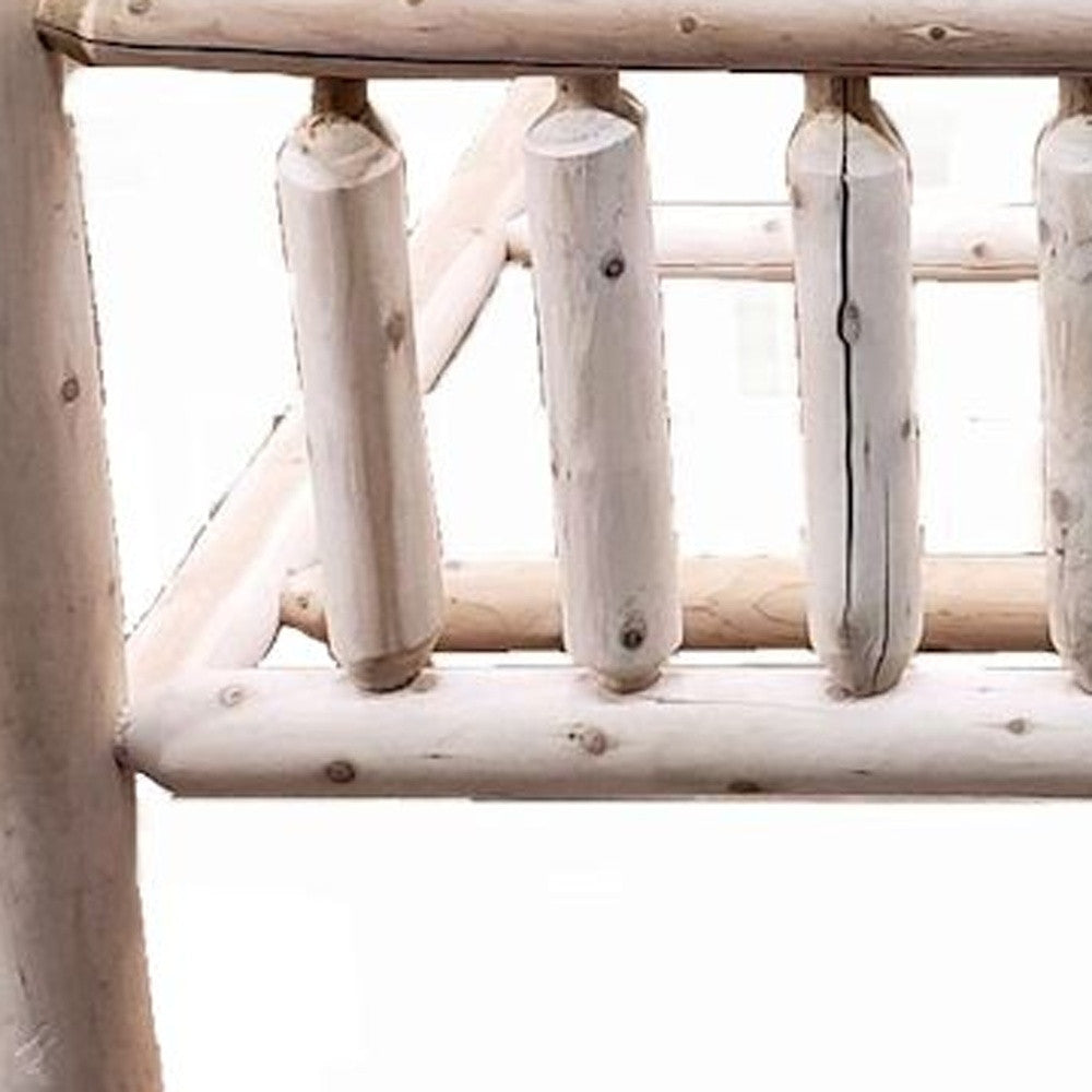 Natural Dark Brown Finish Low Post Cedar Log Queen Bed-3