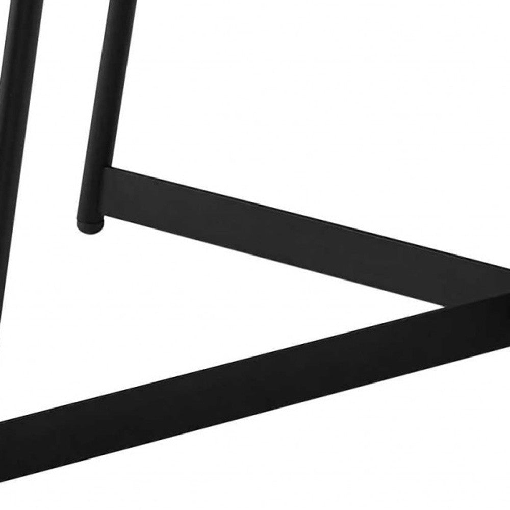 35" Brown and Black Wood And Metal Round Frame Coffee Table-5