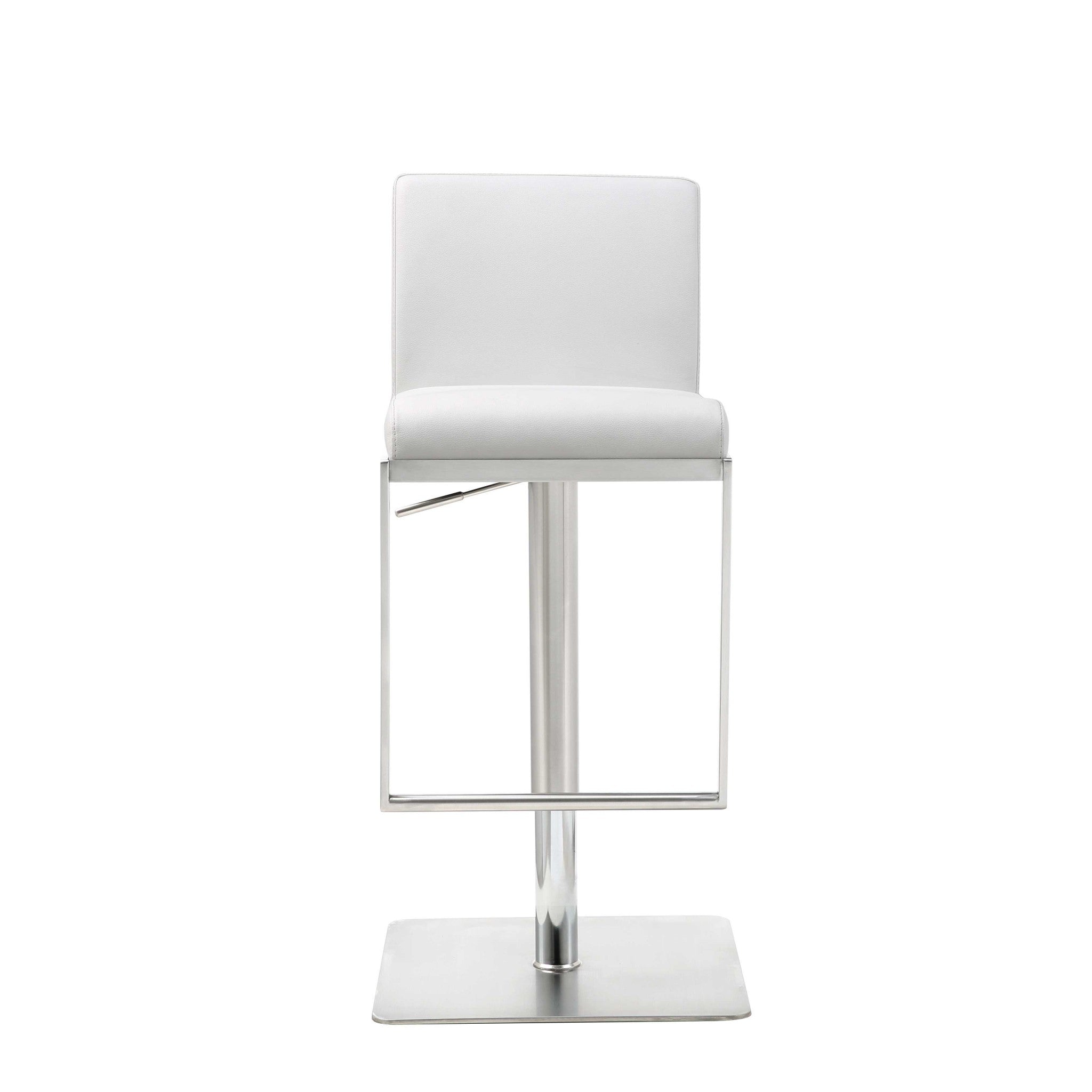20 " White And Silver Stainless Steel Bar Chair-0