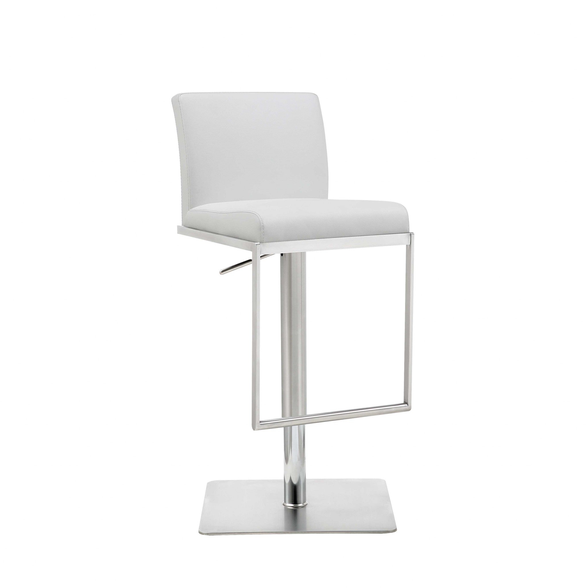 20 " White And Silver Stainless Steel Bar Chair-1
