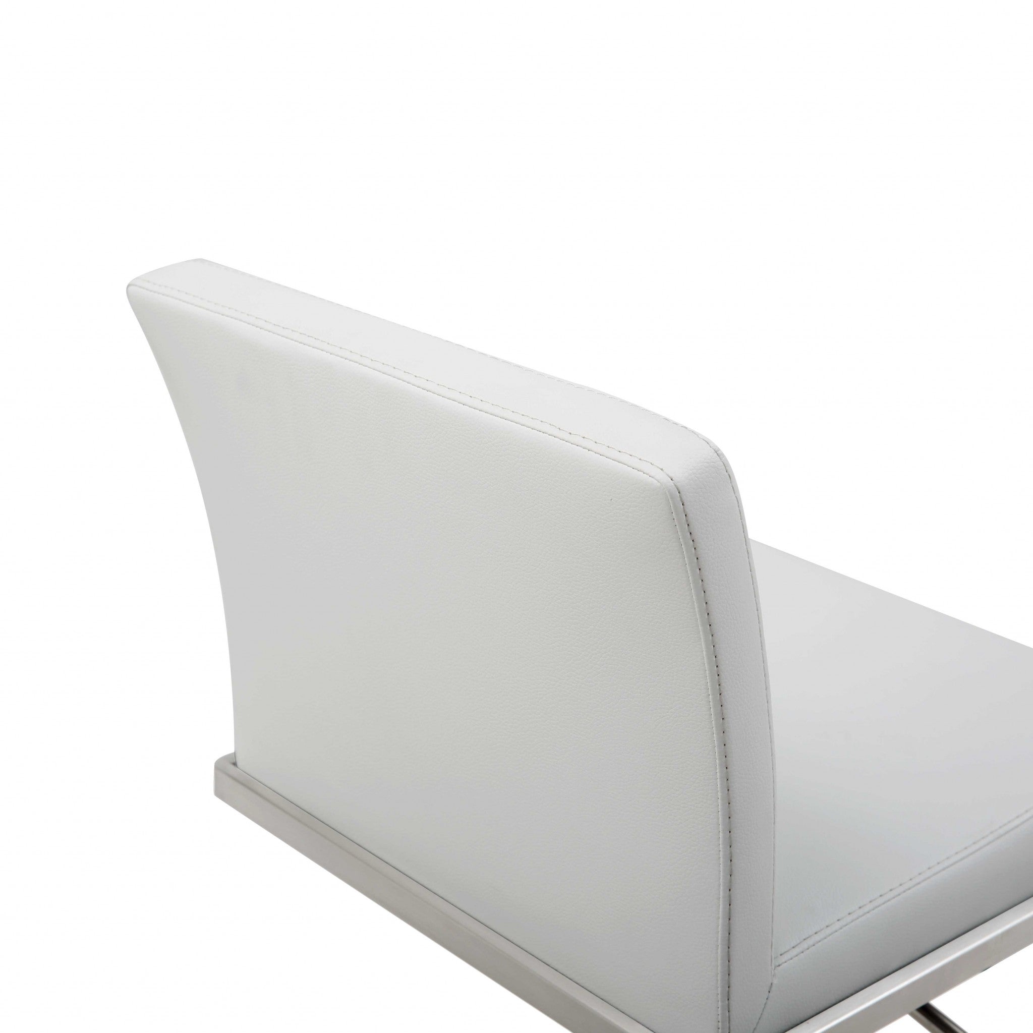 20 " White And Silver Stainless Steel Bar Chair-6