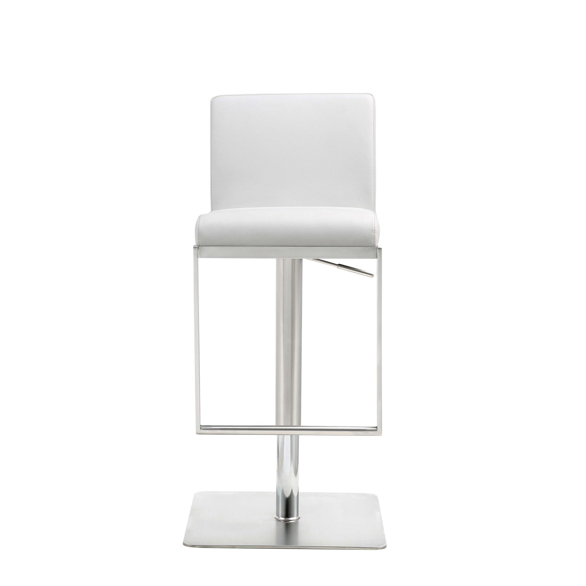20 " White And Silver Stainless Steel Bar Chair-4