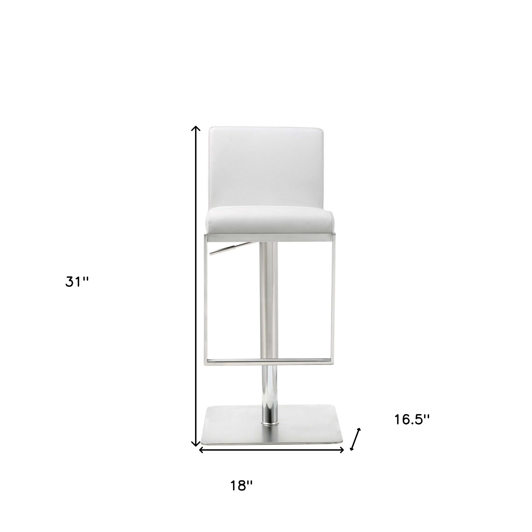 20 " White And Silver Stainless Steel Bar Chair-8
