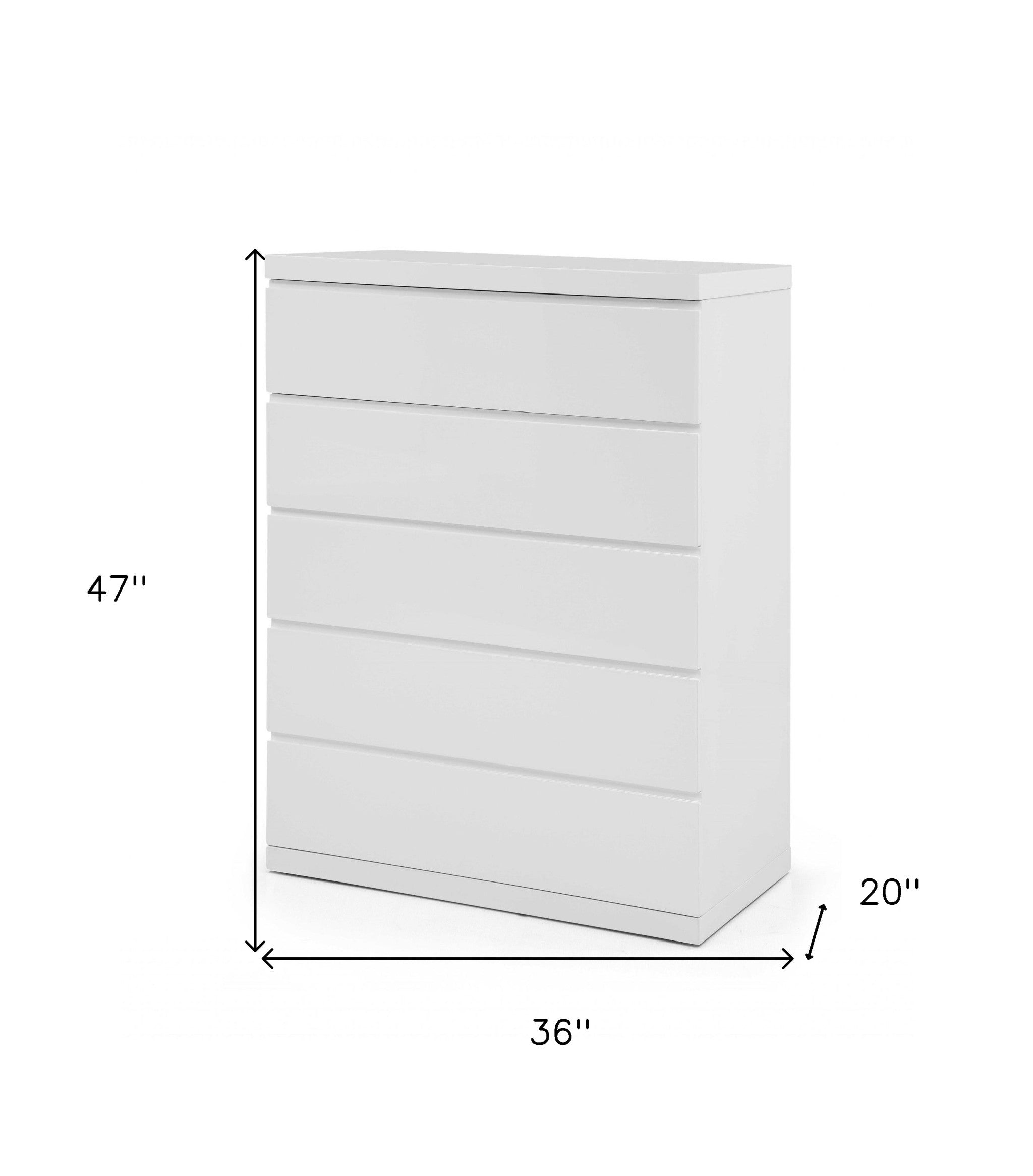 36 X 20 X 47 Gloss White Stainless Steel 5 Drawer Chest-4