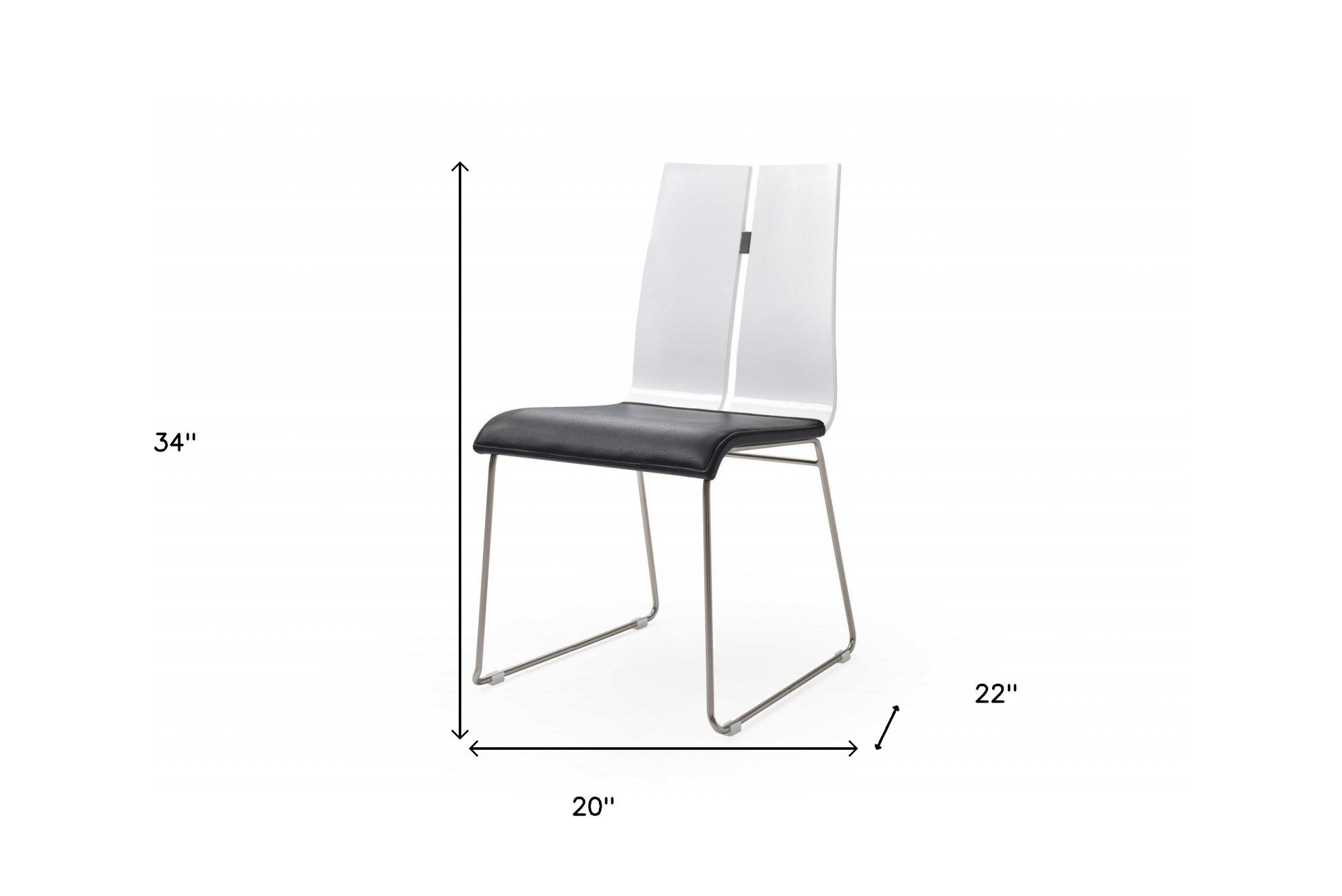 Set of Two Black and Silver Upholstered Faux Leather Dining Side Chairs-8