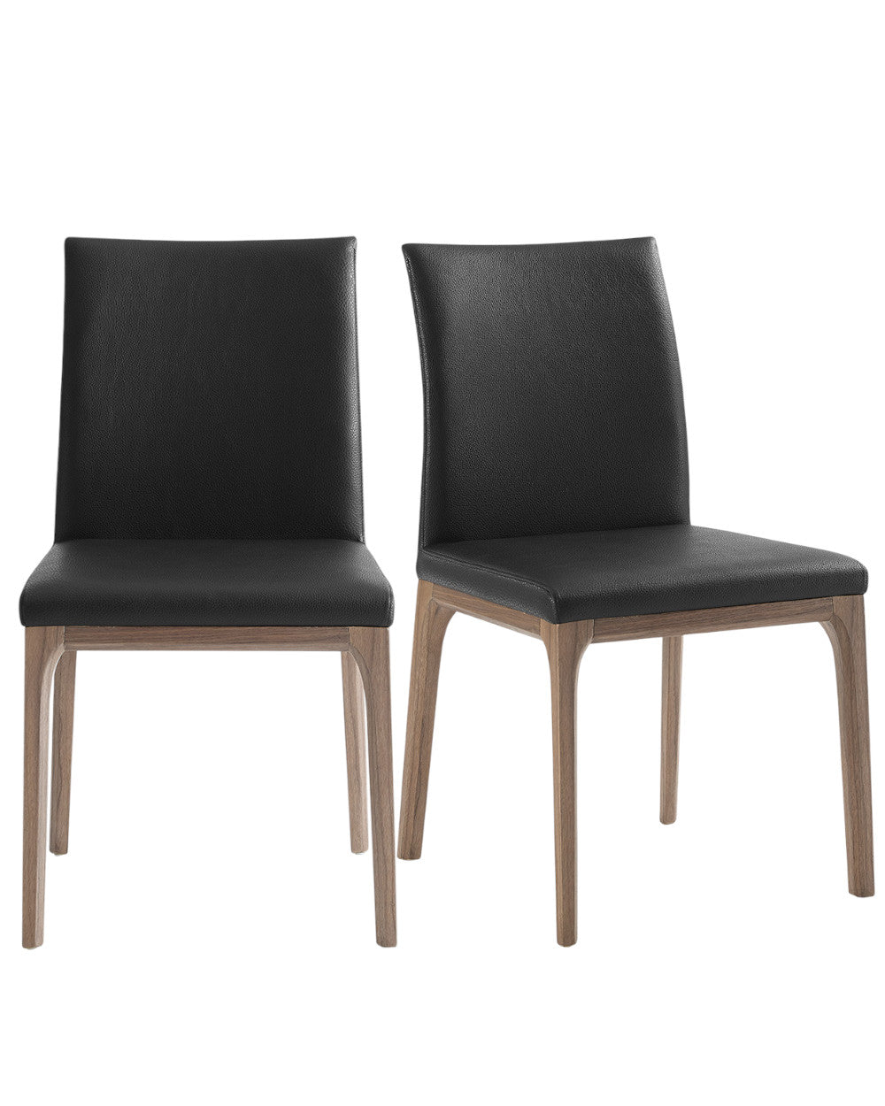 Set of Two Black and Brown Upholstered Faux Leather Dining Side Chairs-1