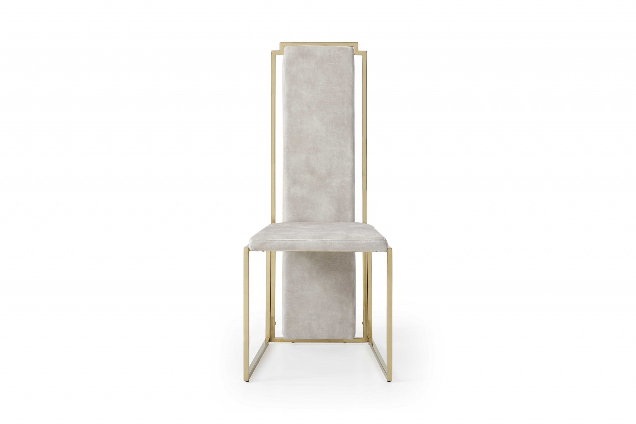 Set of Two Beige and Gold Upholstered Dining Side Chairs-3
