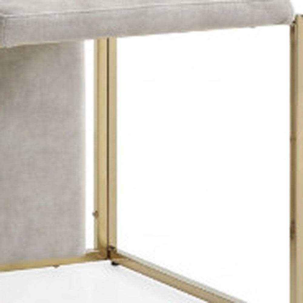 Set of Two Beige and Gold Upholstered Dining Side Chairs-7