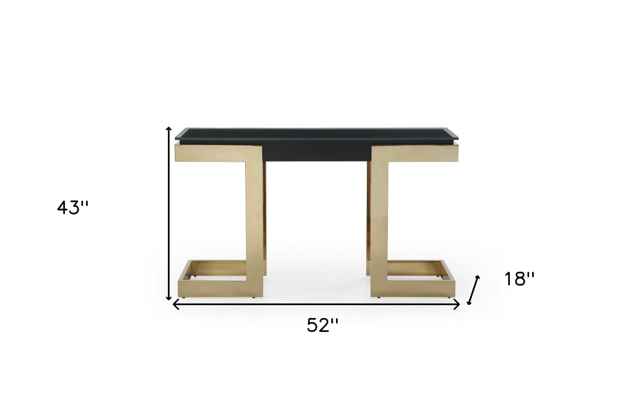 52" Black and Gold Glass Pedestal Console Table-7