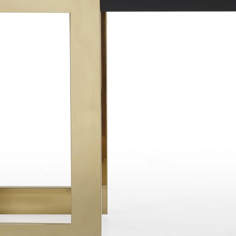 52" Black and Gold Glass Pedestal Console Table-3