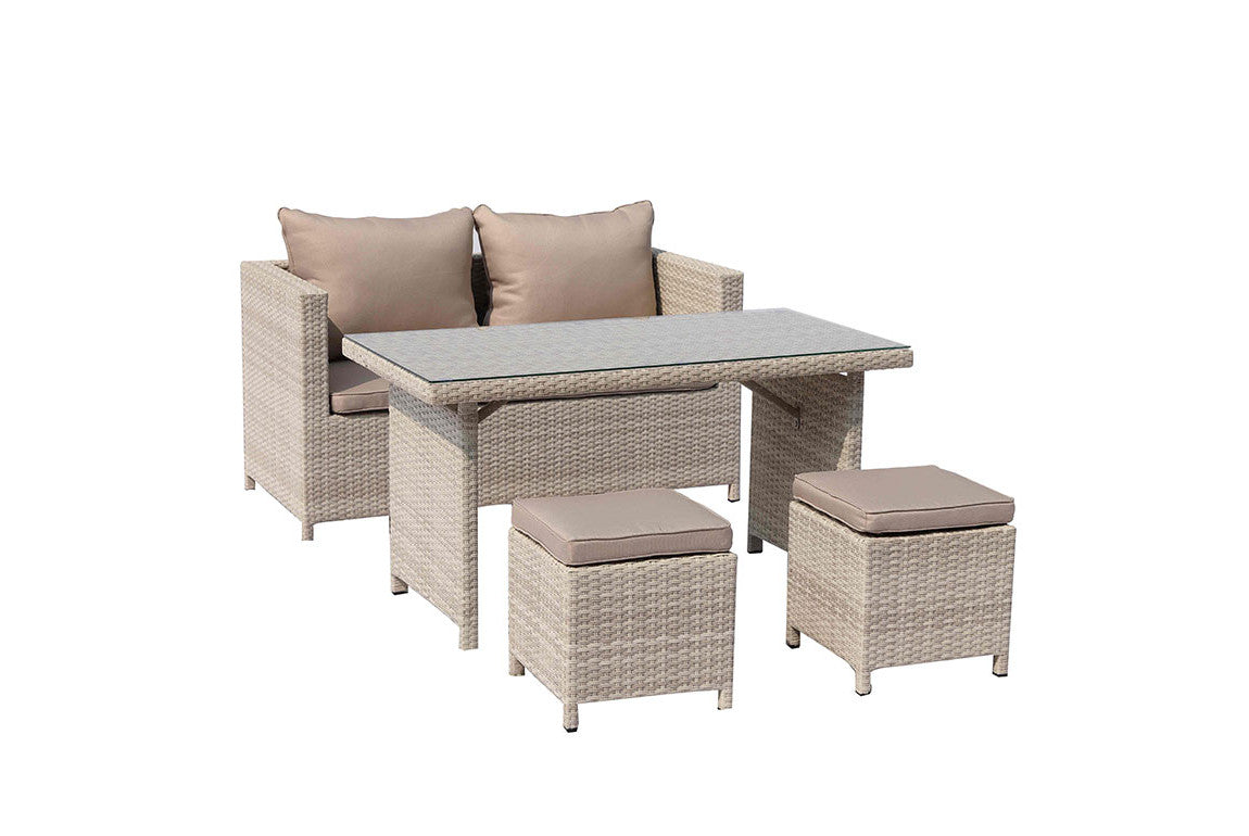 50" Beige Glass And Iron Coffee Table-2