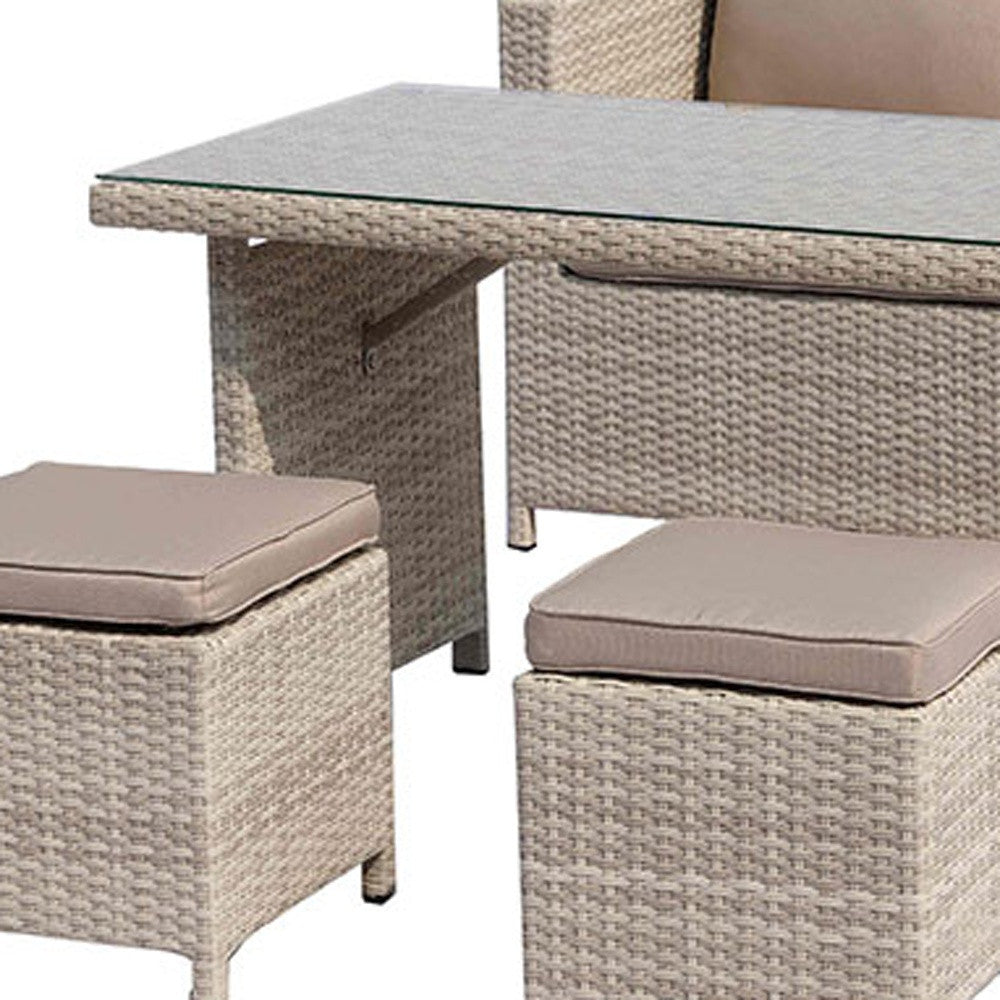 50" Beige Glass And Iron Coffee Table-4