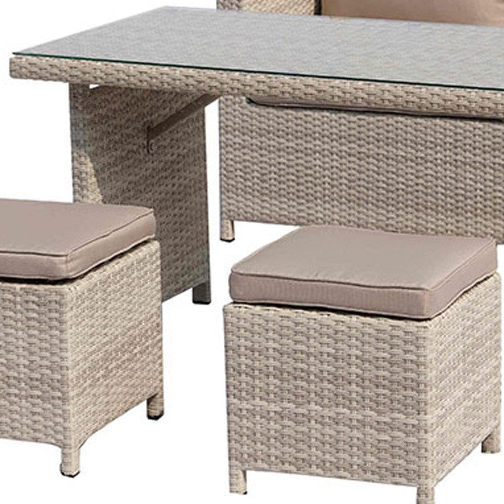 50" Beige Glass And Iron Coffee Table-5