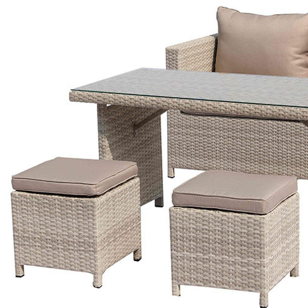 50" Beige Glass And Iron Coffee Table-6