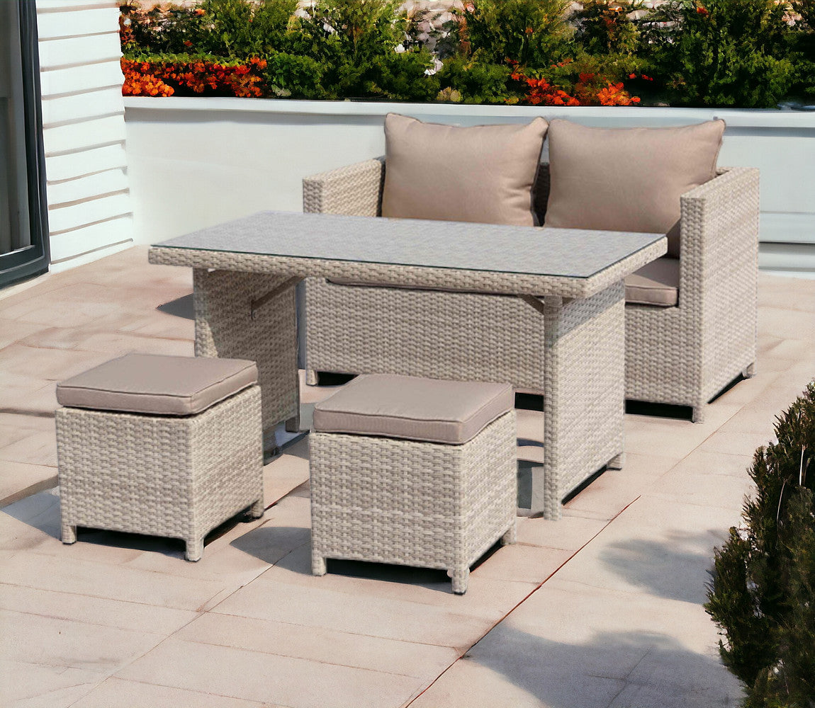 50" Beige Glass And Iron Coffee Table-1